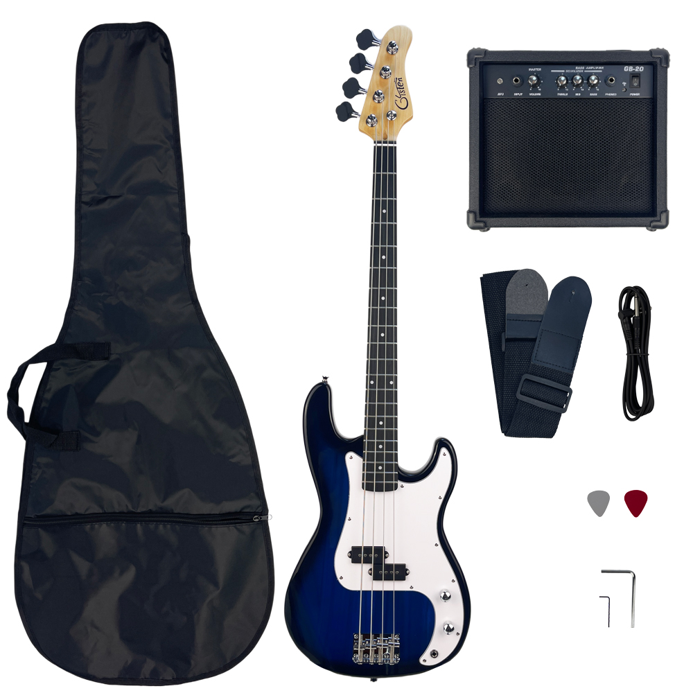 Bass Guitar Strings - Blue 6-string 24-fret bass guitar set,