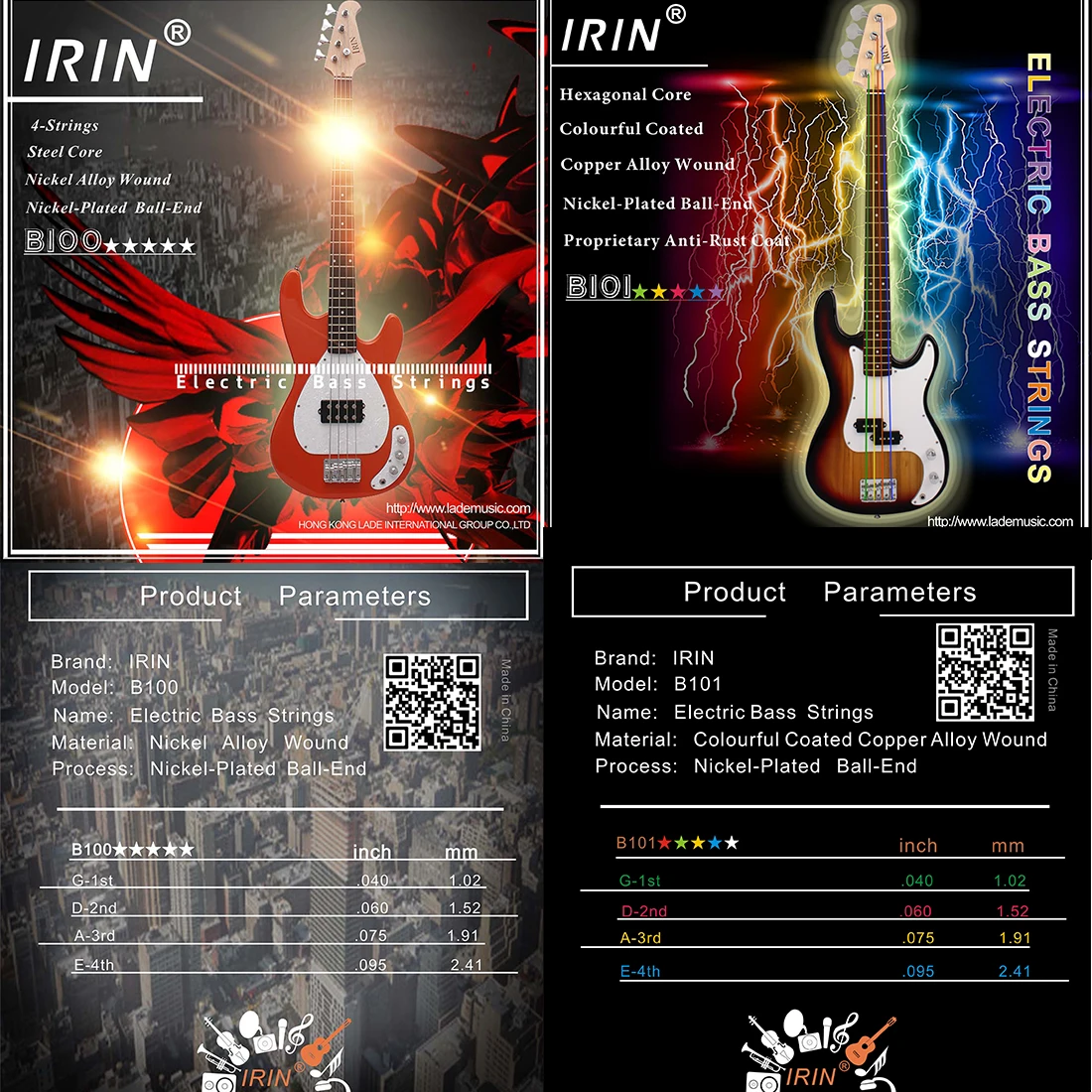 IRIN Electric Bass Strings Pro - огляд і ціна Bass Guitar Strings